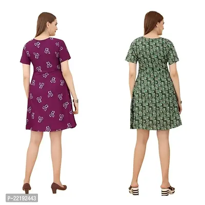 Cozke Enterprise||Floral Printed Dress for Women||Trending Knee Length Dress Combo for Girls||3 by 4 Sleeves Ladies Dress Combo-thumb2