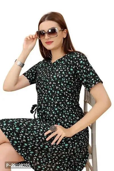 Cozke Enterprise||Floral Printed Dress for Women||Trending Knee Length Dress Combo for Girls||3 by 4 Sleeves Ladies Dress Combo-thumb4