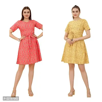 Cozke Enterprise||Western Dresses for Women||Exclusive Round Neck Ladies Dress Combo||Round Neck Dress-thumb0