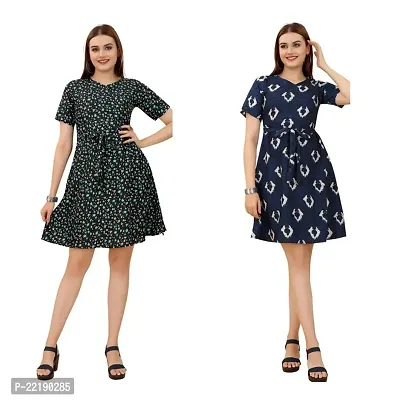 Cozke Enterprise||Floral Printed Dress for Women||Trending Knee Length Dress Combo for Girls||3 by 4 Sleeves Ladies Dress Combo