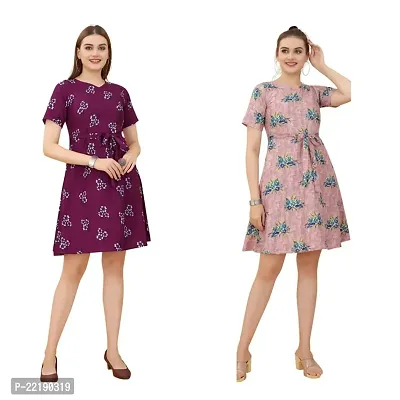 Cozke Enterprise||Floral Printed Dress for Women||Trending Knee Length Dress Combo for Girls||3 by 4 Sleeves Ladies Dress Combo