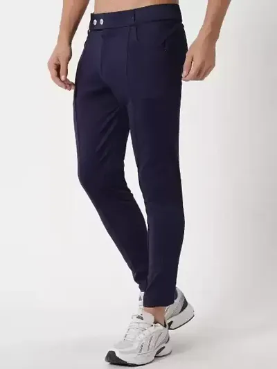 Elegant Blend Solid Casual Trousers For Men