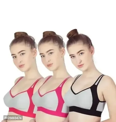 Stylish Multicoloured Cotton Solid Non Padded Bras For Women Pack Of 3-thumb0