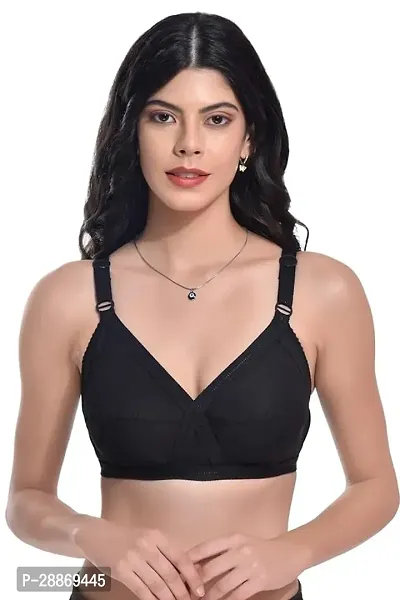 Stylish Black Cotton Solid Non Padded Bras For Women-thumb0