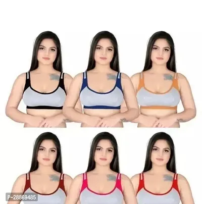 Stylish Multicoloured Hosiery Solid Non Padded Bras For Women Pack Of 6-thumb0