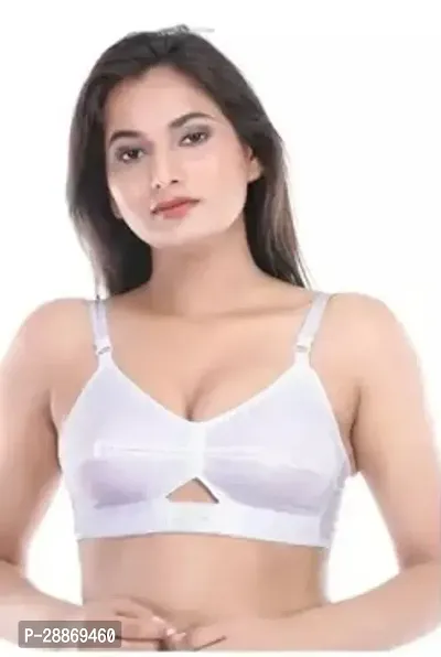 Stylish White Cotton Solid Non Padded Bras For Women