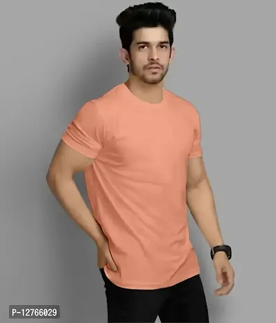 Fantastic Men Plain Cotton T-shirt Peach