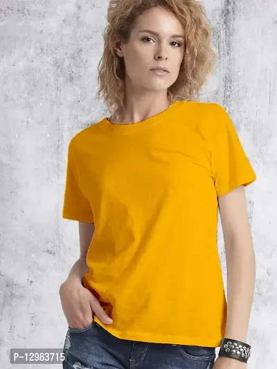 Plain Cotton  Womens T-shirt Yellow-thumb0