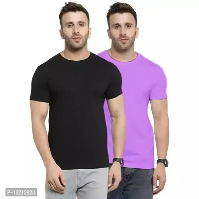 Combo Of Two Plain Tshirt Black - Lavander