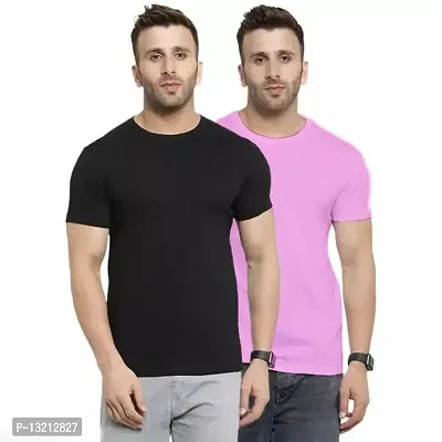 Combo Of Two Plain Tshirt Black - Pink