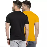 Combo Of Two Plain Tshirt Black - Yellow-thumb1