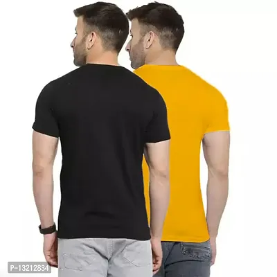 Combo Of Two Plain Tshirt Black - Yellow-thumb2