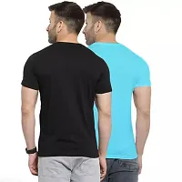 Combo Of Two Plain Tshirt Black - Aqua Blue-thumb1