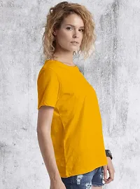 Plain Cotton  Womens T-shirt Yellow-thumb1