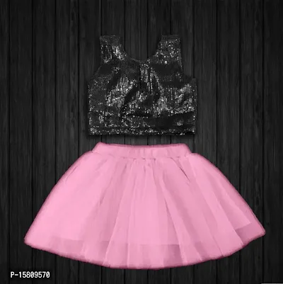 Girls Top And Net Skirt Pink
