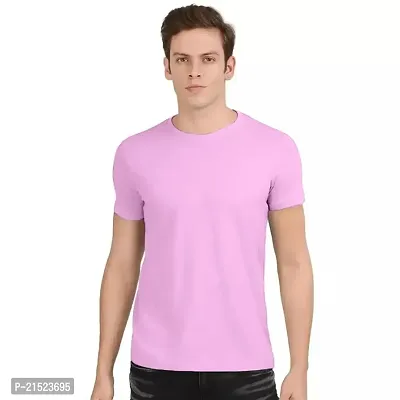 Men's Classy Plain T-shirts Pink-thumb0