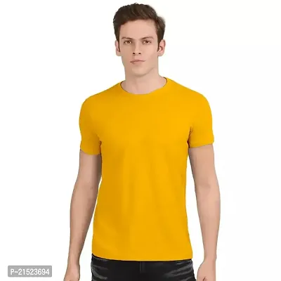 Men's Classy Plain T-shirt Yellow-thumb0