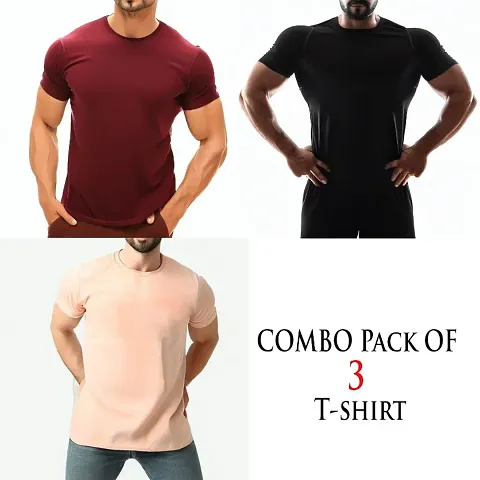 Stylish Solid T-Shirts, Pack Of 3