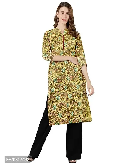 Stylish Green Cotton Printed A-Line Stitched For Women-thumb0