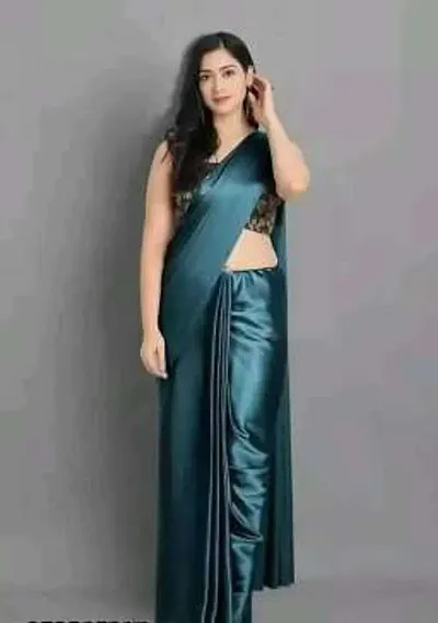 Buy QVIDYA Solid/Plain Bollywood Silk Blend Green Sarees Online @ Best  Price In India