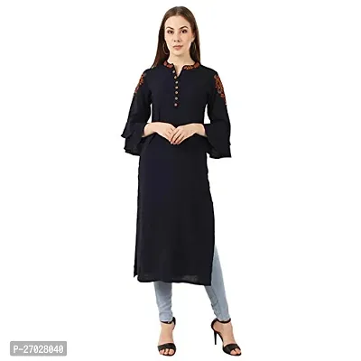 Elegant Black Rayon Self Design Kurta For Women-thumb0