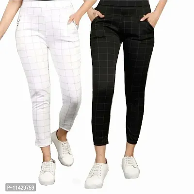 Stretchable and Stylish Office Pants Jeggings Combo Pack of 2 Pcs-thumb0