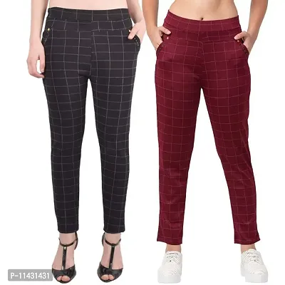 Stretchable and Stylish Check Jegging Ankle Length Pants