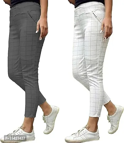 Stretchable and Stylish Check Jegging Ankle Length Pants Combo Pack of 2 Pcs
