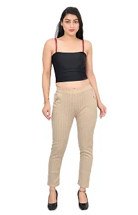 Stretchable and Stylish Regular Fit Black and Beige color Jeggings For Girl and Womens Pack of 2-thumb3