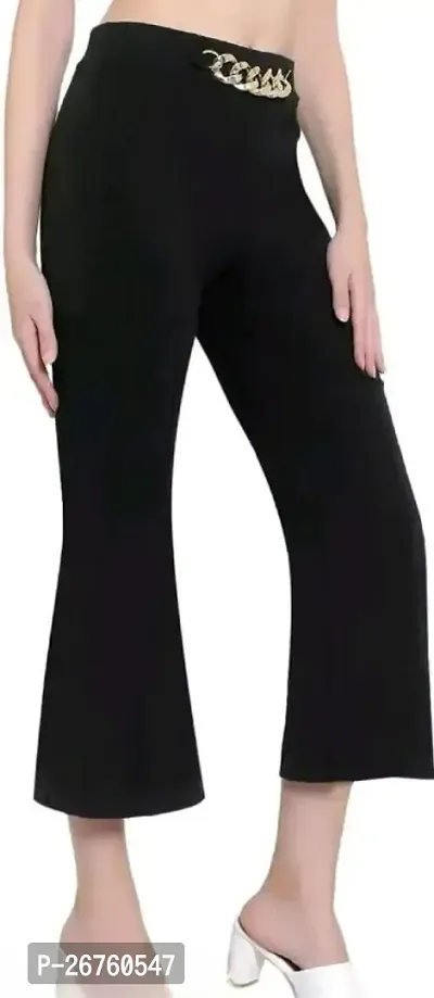 Women Regular Fit Lycra Trousers Womens High-Waisted Pant | Casual Office Straight Leg Trouser-thumb0