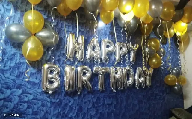HAPPY BIRTHDAY SILVER FOIL WITH 30 PCS GOLD METALLIC BALLOONS-thumb0