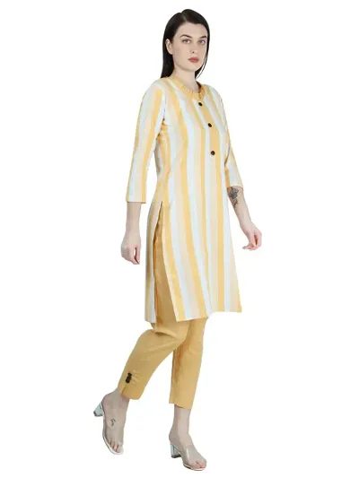 Stylish Khadi Cotton Printed Kurta Pant Set