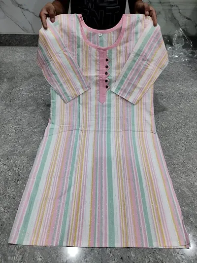 Fancy Khadi Cotton Striped Print Kurti