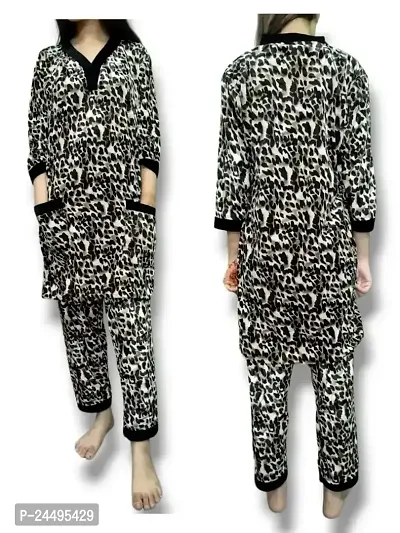 Tiger print soft velvet night suit winter wear (Sona Trends)