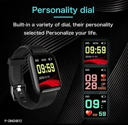 ID116 Smart Watch: Activity Tracker, Heart Rate Sensor, and Sleep Monitor for Boys  Girls - Black-thumb2