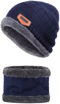 Hot Selling woolen winter cap with muffler set-thumb1
