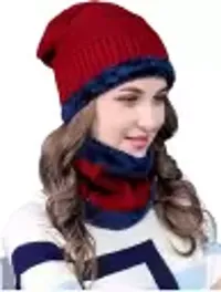 Hot Selling woolen winter cap with muffler set-thumb2