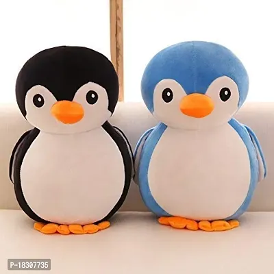 Blue and Black Penguin Soft Toy Set of 2 Lovable Birthday Gift for Girlfriend Wife 28 cm