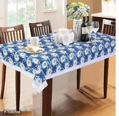 Designer Blue Plastic Printed Table Cloth-thumb0