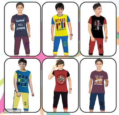 Boys cotton capri set of t-shirts and track-thumb2