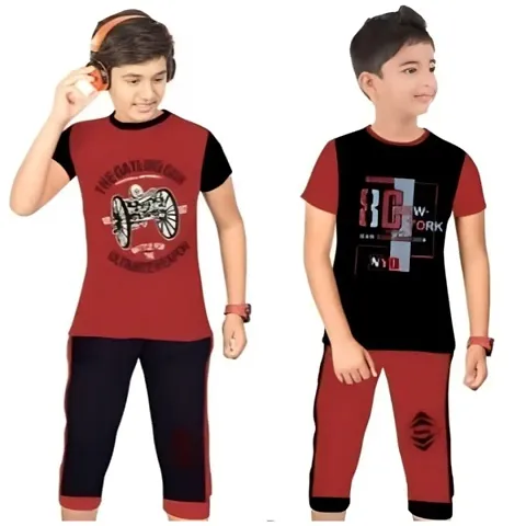 Boys pack of 2 capri set of t-shirts and track