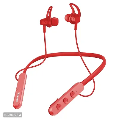 TP TROOPS 7186 FG 52 Hours Charge Wireless in Ear Bluetooth Neckband with ENC Mic, 52H Playtime, Type-C Fast Charging, Made in India,Drivers Ear Phones (Black)-TP-7213 Red
