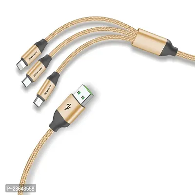 USB Type C Cable 1.2 m 48 Watt Multi Charging Cable 3 in 1 Nylon  Multiple USB Fast Charging Cable for Android, iOS and Type C Devices USB Port Connectors Compatible Smart Phones  Tablets And More-G