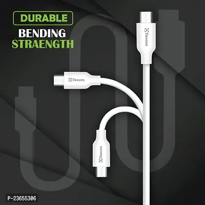 TP TROOPS Unbreakable 3A Fast Charging Tough Braided Micro USB Data Cable - 1 Meter-White-TP-2082-thumb2