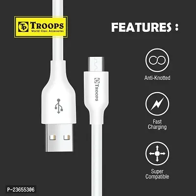 TP TROOPS Unbreakable 3A Fast Charging Tough Braided Micro USB Data Cable - 1 Meter-White-TP-2082-thumb5