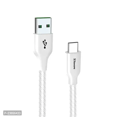 TP TROOPS Unbreakable 2.5A Fast Charging Tough Braided lightning Type-C USB Data Cable - 1 Meter-White-TP-2284-White