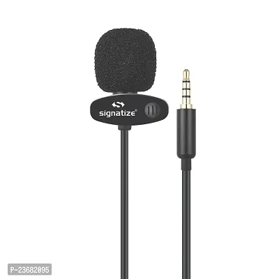 nbsp;SIGNATIZE Omnidirectional Lavalier Clip-on Microphone for 3.5mm Jack Android Phones, Laptop, PC, Camcorders with Small (Black)-thumb0