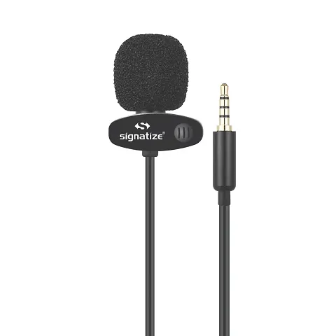 nbsp;SIGNATIZE Omnidirectional Lavalier Clip-on Microphone for 3.5mm Jack Android Phones, Laptop, PC, Camcorders with Small (Black)