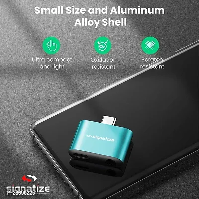 SIGNATIZE Metal 2 in 1 Type C to 3.5mm Aux Headphone Splitter Adapter Jack and Charging Jack Converter for 3,3T,6T, 7, 7T,7Pro and All Type C Device.-thumb5