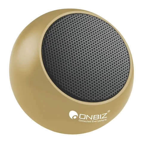 ONBIZ The Smallest Mini Aluminum Bluetooth Speaker Wireless Small Bluetooth Speakers with Built in Mic,TWS Pairing Portable Speaker for Home/Outdoor/Travel, Smartphone, Laptop-Gold